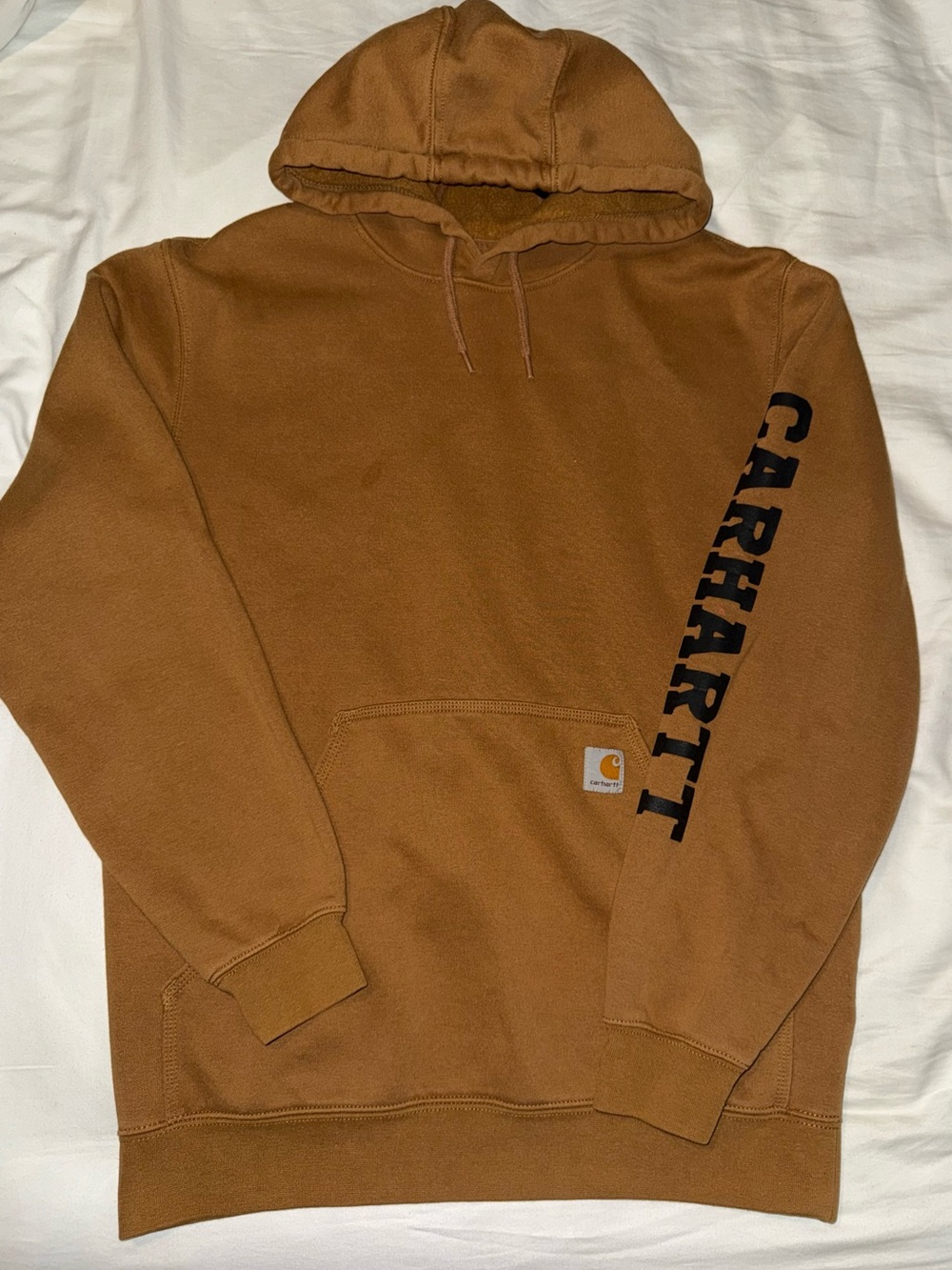Carhartt Brown Workwear Hooded Sweatshirt with Sleeve Logo